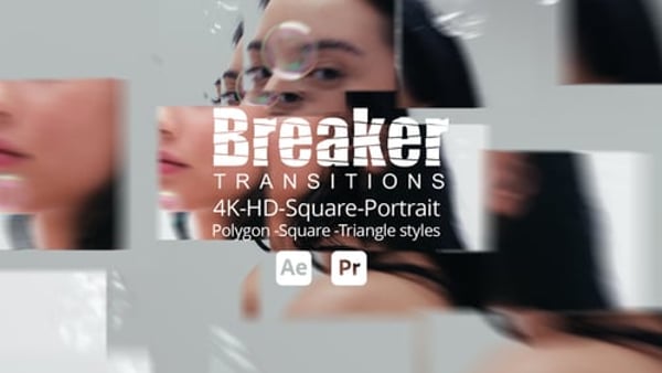 Geometric Shatter Transitions for After Effects + Premiere Pro | Breaker MOGRT Pack