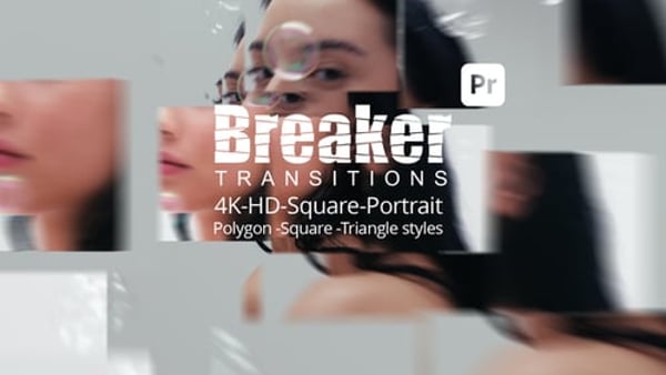 Geometric Shatter Transitions for Premiere Pro | Breaker MOGRT Pack