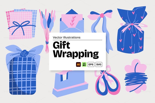 Gift Wrapping Supplies Illustration Set - Vol. 01