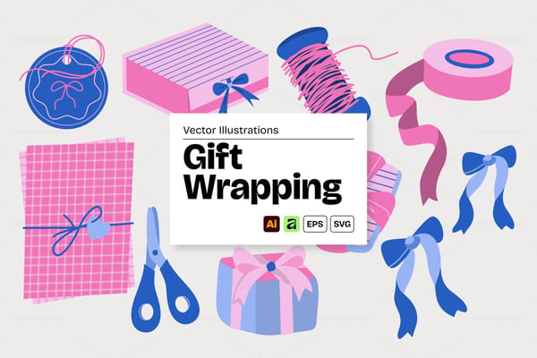 Gift Wrapping Supplies Illustration Set - Vol. 02