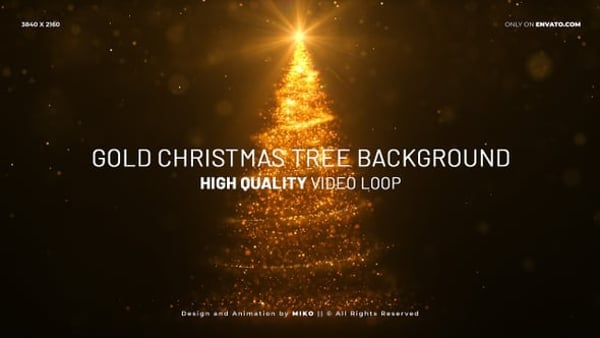 Gold Christmas Tree Background 4K