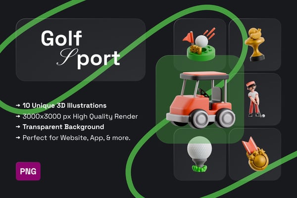 Golf Sport 3D Icon Pack