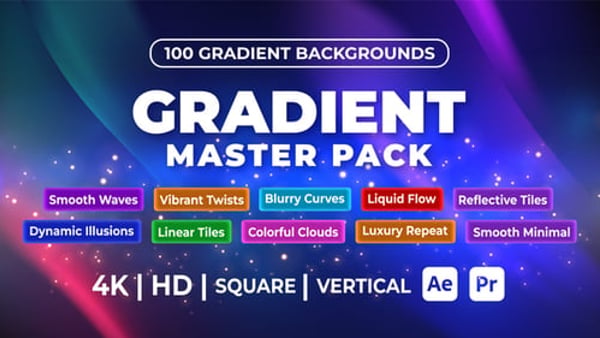 Gradient Background Master Pack for After Effects & Premiere Pro – 100 Animated Backgrounds
