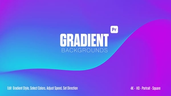Gradient Backgrounds for Premiere Pro | Customizable 4K, HD, Portrait &; Square Backdrops