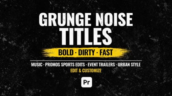 Grunge Noise Title Animations for Premiere Pro with Distressed Typography