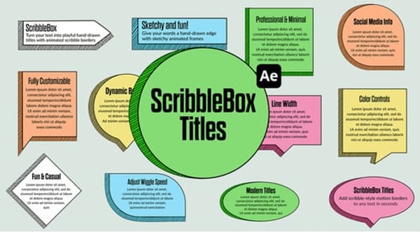 Hand Drawn Scribble Text Box Titles for After Effects | Doodle Border Pack