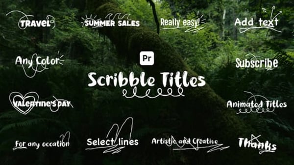 Hand-Drawn Scribble Titles MOGRT for Premiere Pro – 12 Titles and 20 Lines