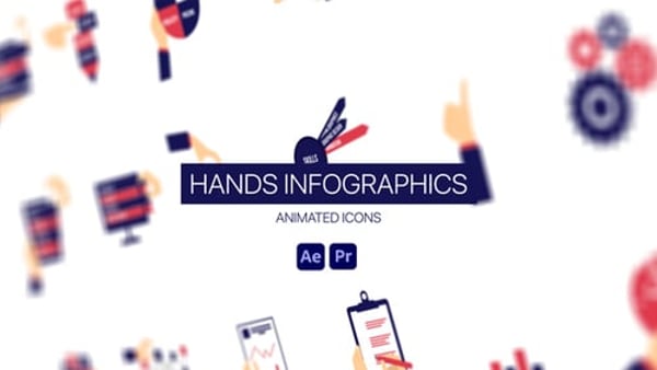 Hands Infographics Animated Icons - Data Infographic Hand Gesture Motion Icons Pack