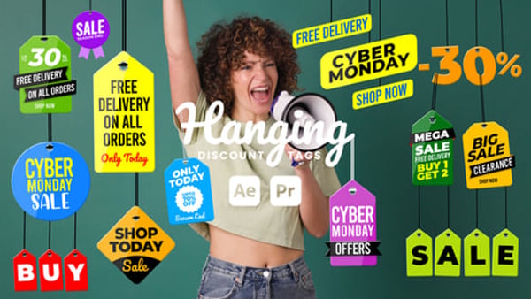 Hanging Sale Tags MOGRT for After Effects & Premiere Pro – Discount Badges