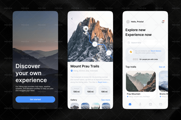 Hiking Guide Mobile App UI Kit