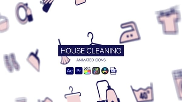 House Cleaning Animated Icons - Cleaning Service Motion Icons Animation Pack