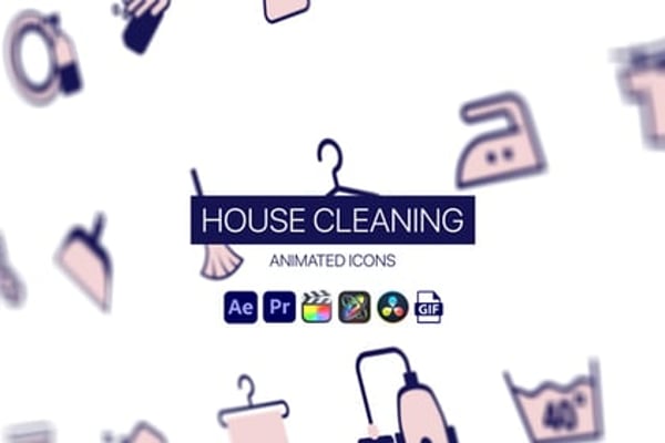House Cleaning Animated Icons - Cleaning Service Motion Icons Animation Pack