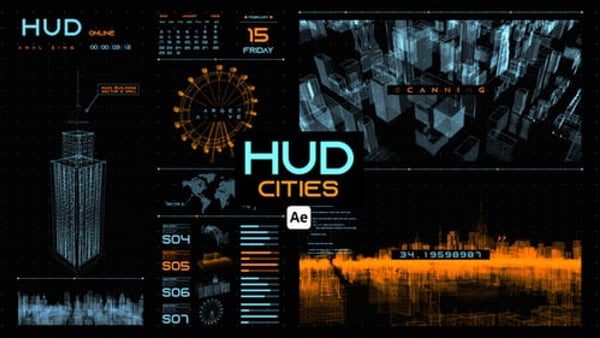 HUD Cities for After Effects - Smart City Data HUD Motion Graphics Pack