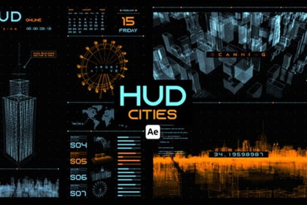HUD Cities for After Effects - Smart City Data HUD Motion Graphics Pack