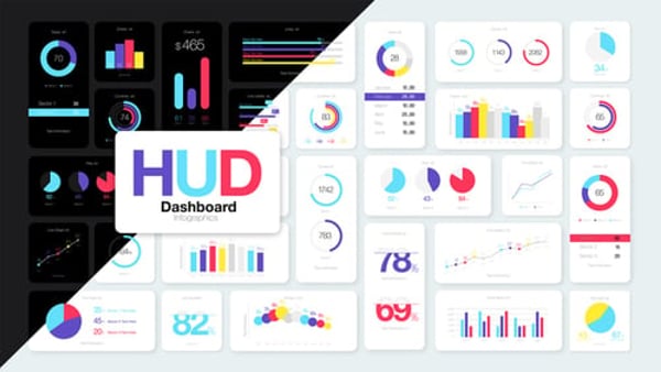 HUD Dashboard Infographics - Data Interface Motion Graphics Pack