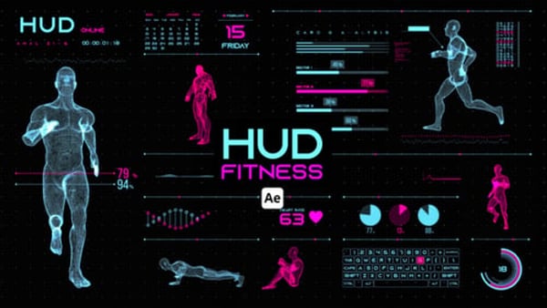HUD Fitness for After Effects - Sports Fitness Data HUD Motion Graphics Pack