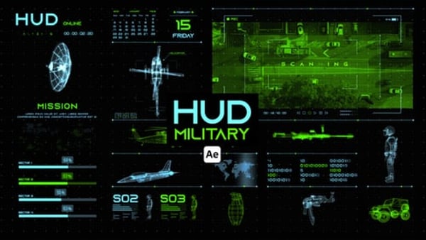 HUD Military for After Effects - Tactical Military HUD Motion Graphics Pack