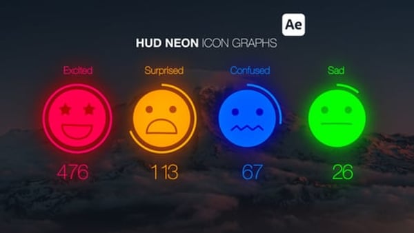 HUD Neon Icon Graphs - Futuristic Tech Data Interface Animation Template
