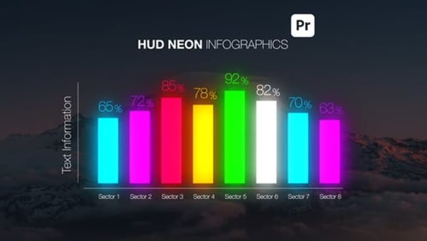 HUD Neon Infographics for Premiere Pro - Futuristic Tech Data Visualization Animation Template