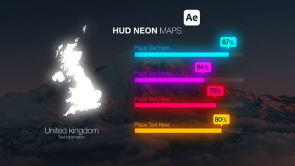 HUD Neon Maps - Futuristic Tech Navigation Interface Animation Template