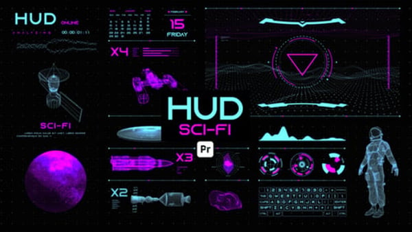 HUD Sci-Fi for Premiere Pro - Futuristic Sci-Fi HUD Interface Motion Pack