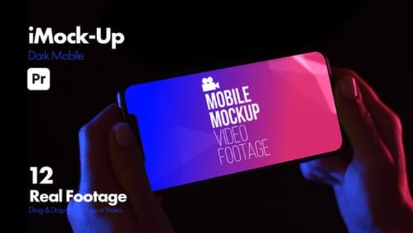 iMock-Up Dark Mobile for Premiere Pro - Minimal Dark Screen Presentation Mockup Template
