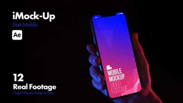 iMock-Up Dark Mobile - Minimal Dark Screen Presentation Mockup Template