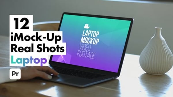 iMock-Up Real Laptop for Premiere Pro - Realistic Laptop Screen Presentation Mockup Template