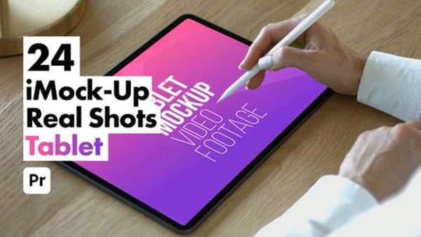 iMock-Up Real Tablet for Premiere Pro  - Photorealistic Tablet Screen Presentation Mockup Template