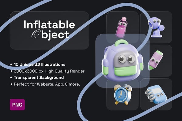 Inflatable Object Character 3D Icon Pack