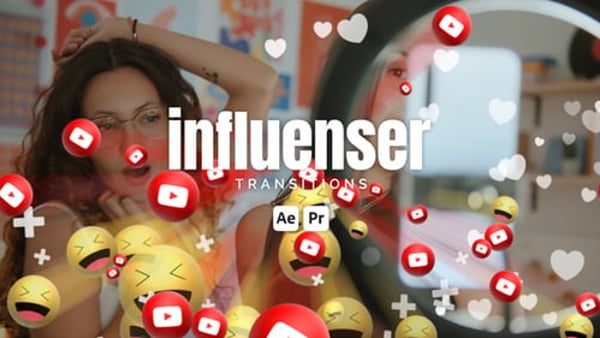 Influencer Social Media Transitions for After Effects & Premiere Pro MOGRT – 12 Pack