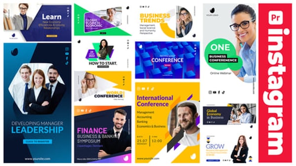 Instagram Stories & Posters for Premiere Pro – 12 Social Media Designs