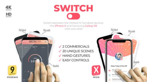 iPhone X & Galaxy S9 App Promo for After Effects — 20 Mobile Mockup Scenes
