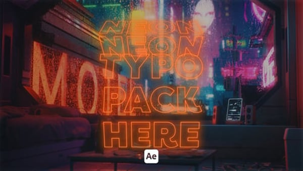 Kinetic Neon Typography 2 - Glowing Animated Text Motion Graphics Template