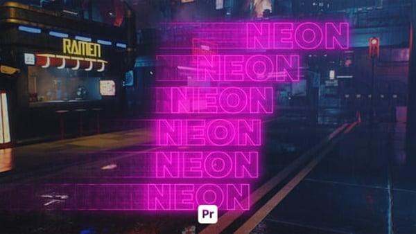 Kinetic Neon Typography 3 for Premiere Pro - Glowing Text Animation Template