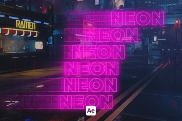 Kinetic Neon Typography 3 - Glowing Animated Text Motion Graphics Template