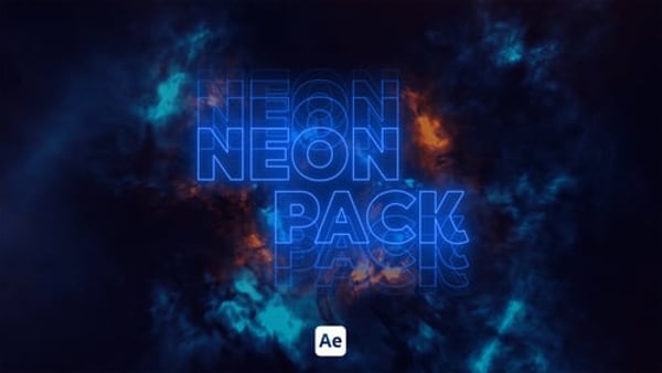 Kinetic Neon Typography 4 - Glowing Animated Text Motion Graphics Template