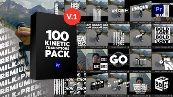 Kinetic Transitions Pack for Premiere Pro - Dynamic Typography Transition Effects Pack