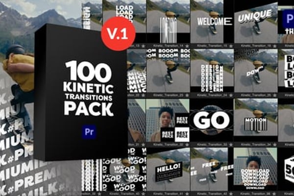Kinetic Transitions Pack for Premiere Pro - Dynamic Typography Transition Effects Pack