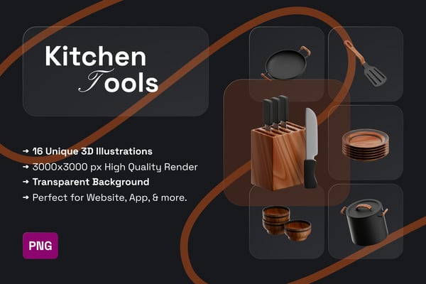 Kitchen Tools 3D Icon Pack