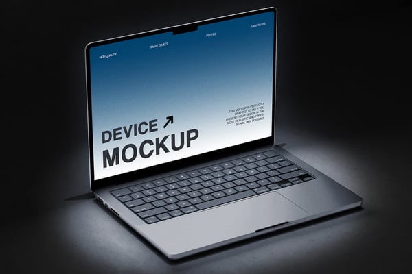 Laptop Mockup In A Spotlight
