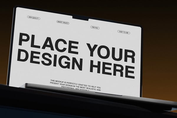 Laptop Mockup On A Car Dashboard