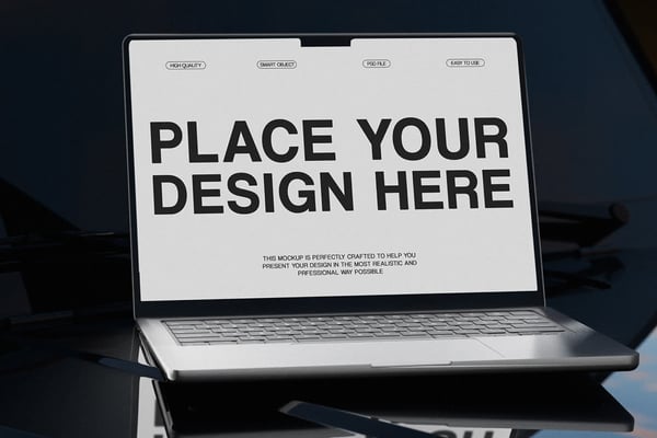 Laptop Mockup On A Car Hood