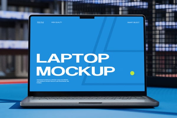 Laptop Mockup On A Tennis Court