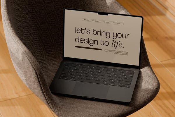Laptop Mockup On Chair