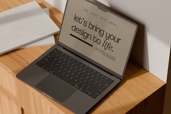 Laptop Mockup On Wooden Desk
