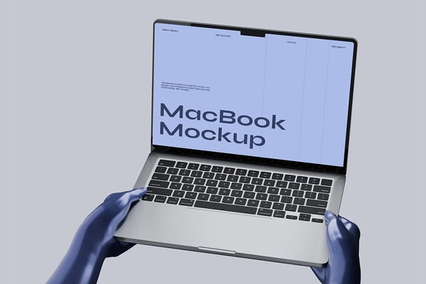 Laptop Mockup With Futuristic Hands