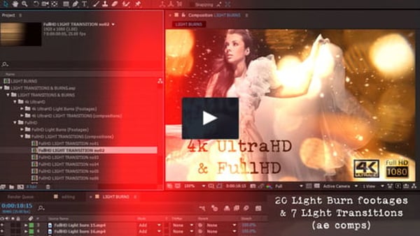 Light transitions & burns (AE project & footage)