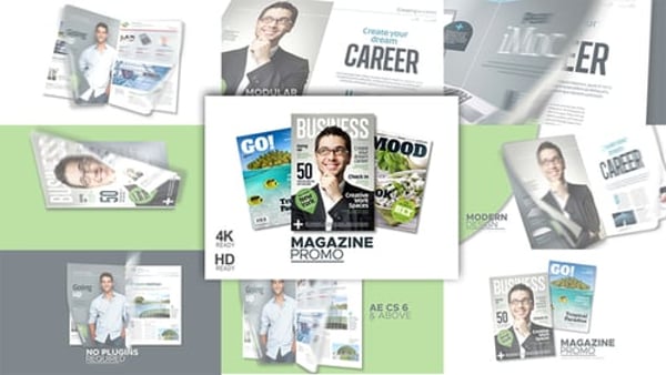 Magazine Page Flip Promo – 18 AE Moves for Brochures & Portrait/Landscape Layouts
