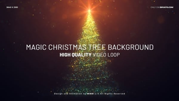 Magic Christmas Tree Background 4K